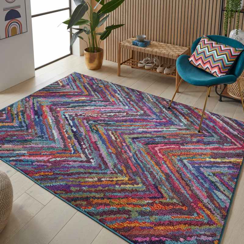 Carnaval CAR104 Chevron Rug by Concept Looms in Multicolour