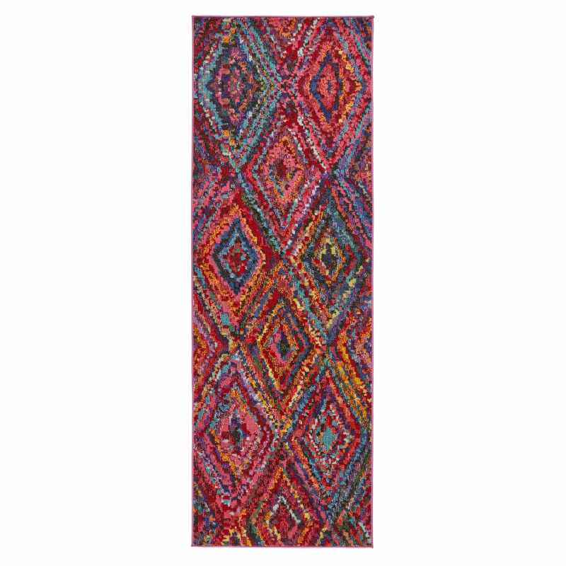 Carnaval CAR105 Geometric Runner Rug by Concept Looms in Multicolour