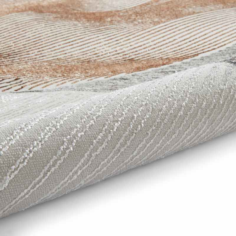 Creation 50097 Geometric Textured Rugs in Gold Beige