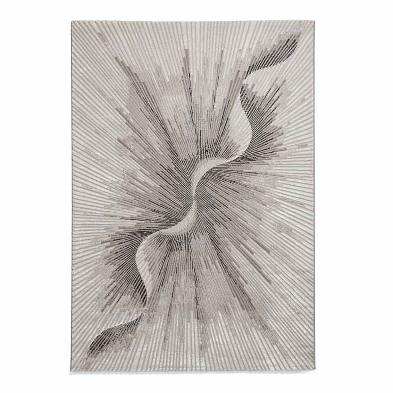 Creation 50156 Modern Abstract Rugs in Silver Beige