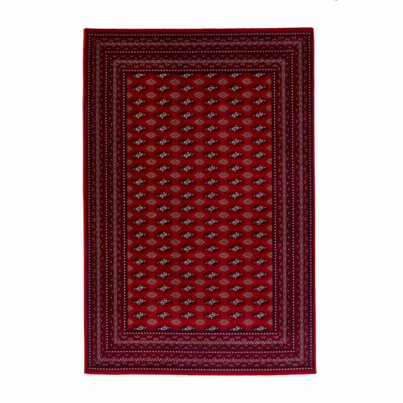 Dubai 62096 Traditional Patterned Border Rugs in Red