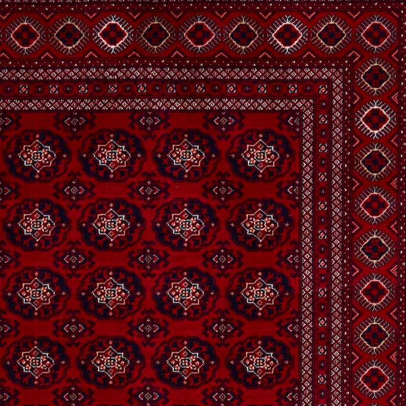 Dubai 62098 Traditional Patterned Border Rugs in Red