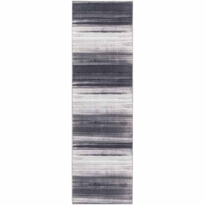 Calvin Klein LDR01 CK031 Launder Washable Runner Rugs in Ivory Black