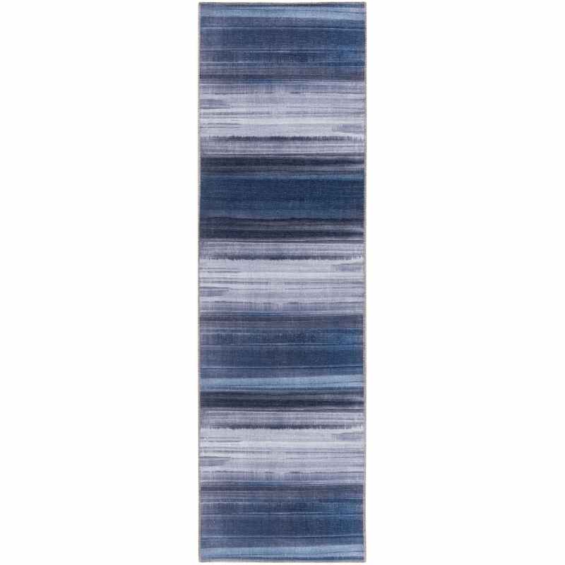 Calvin Klein LDR01 CK031 Launder Washable Runner Rugs in Navy Blue