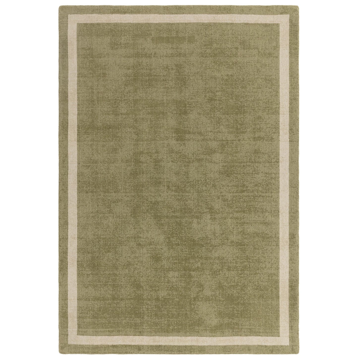 Albi Border Plain Classic Wool Rugs in Green