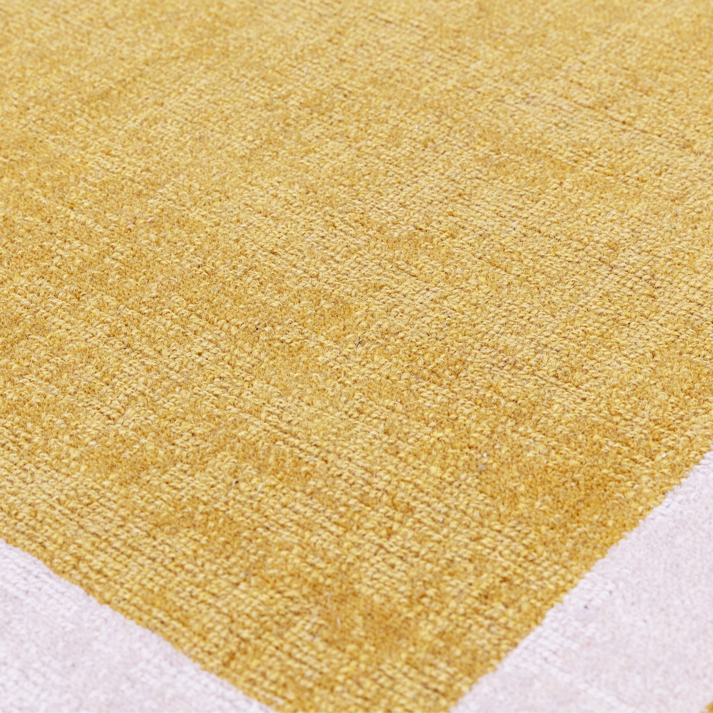 Albi Border Plain Classic Wool Rugs in Ochre Yellow