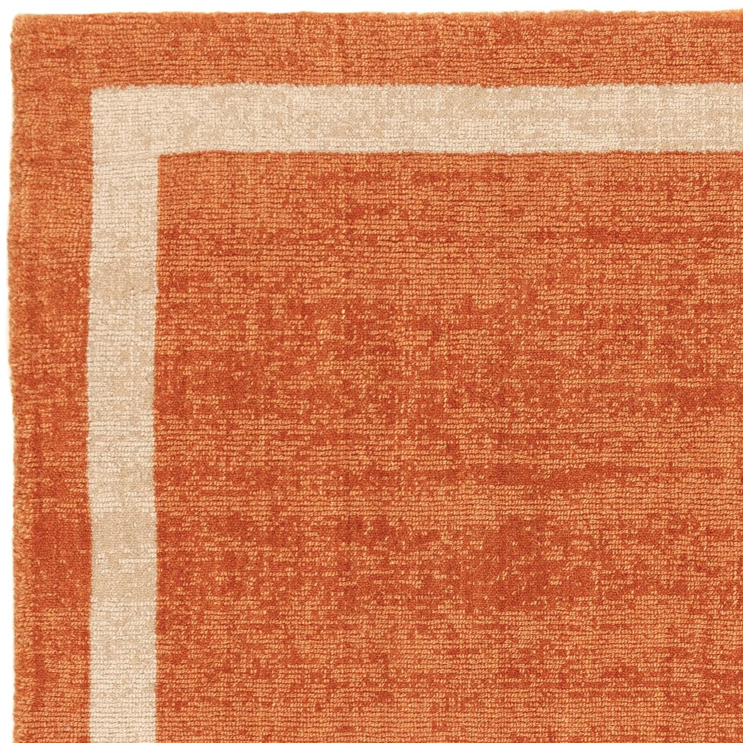 Albi Border Plain Classic Wool Rugs in Orange