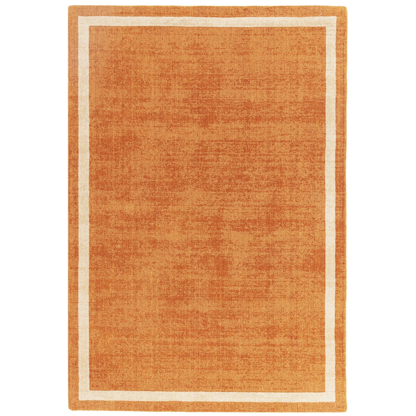 Albi Border Plain Classic Wool Rugs in Orange