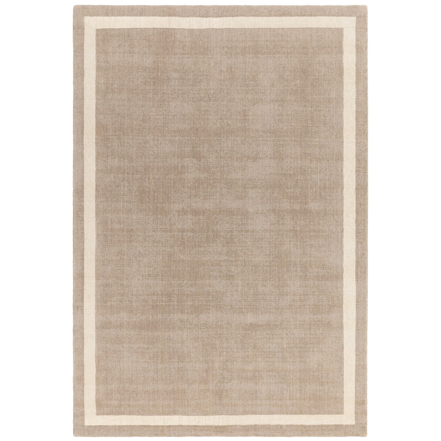 Albi Border Plain Classic Wool Rugs in Sand