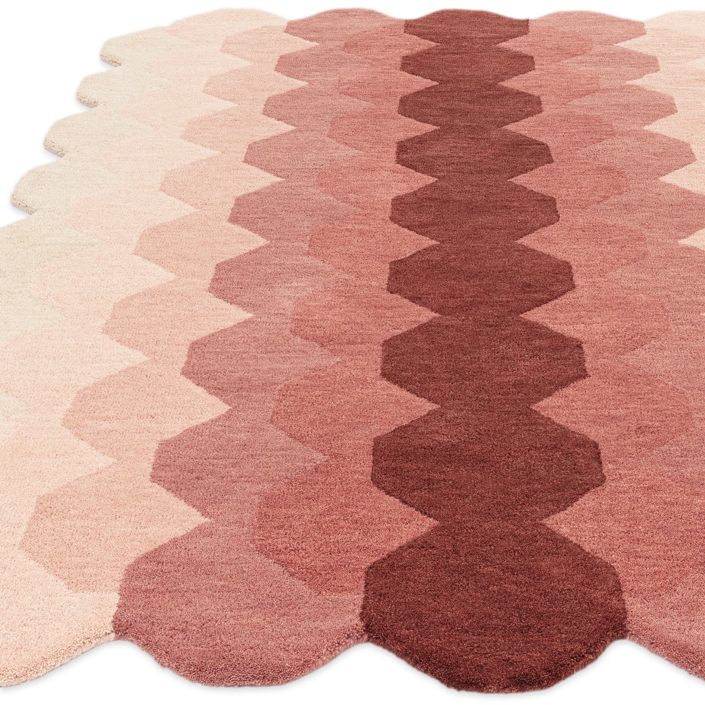 Hive Modern Geometric Ombre Wool Rugs in Pink