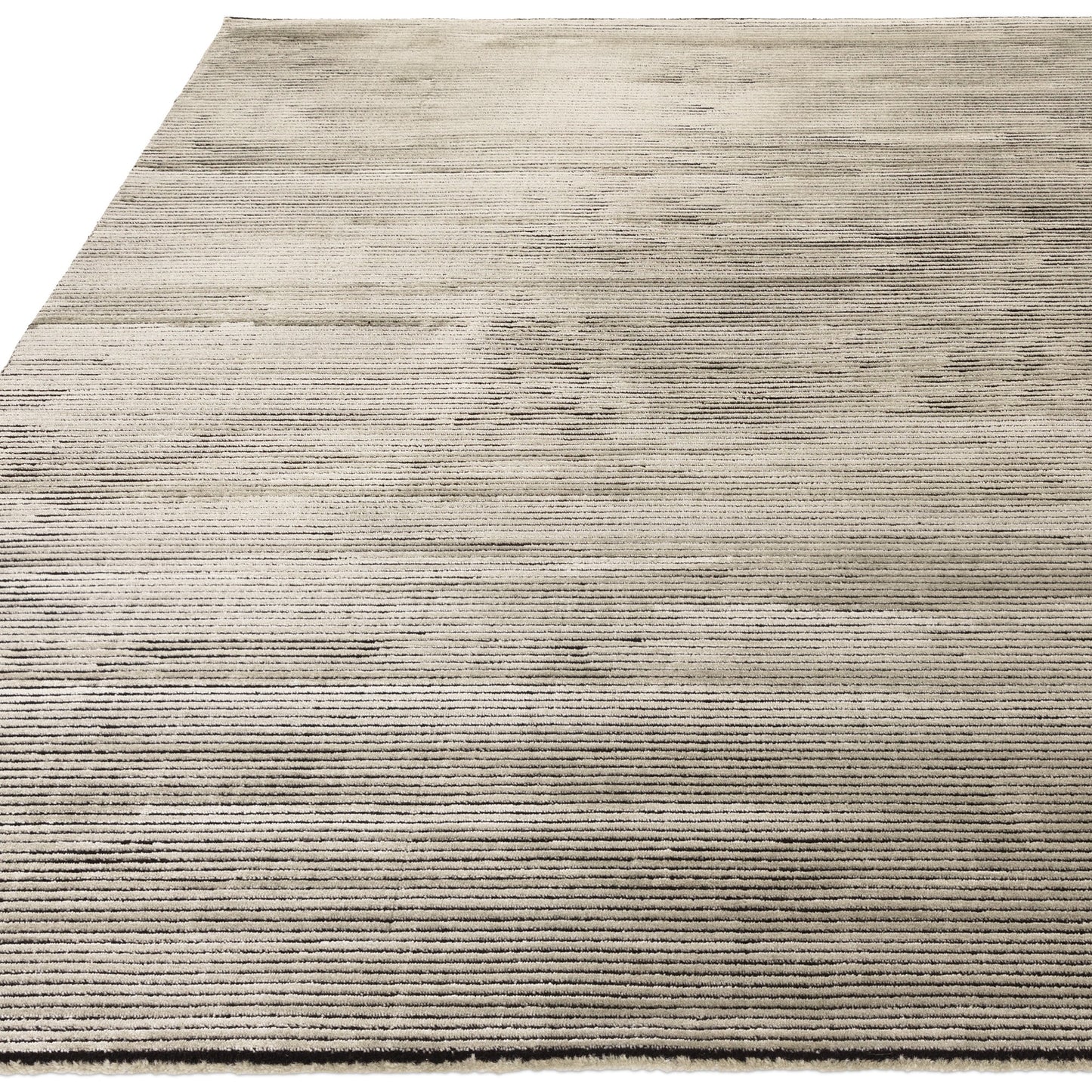 Kuza Plain Stripe Modern Rugs in Khaki Green