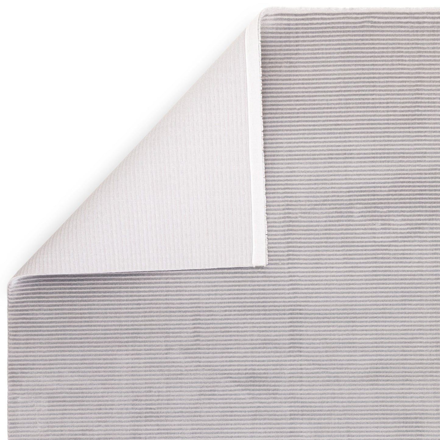 Kuza Plain Stripe Modern Rugs in Silver Grey