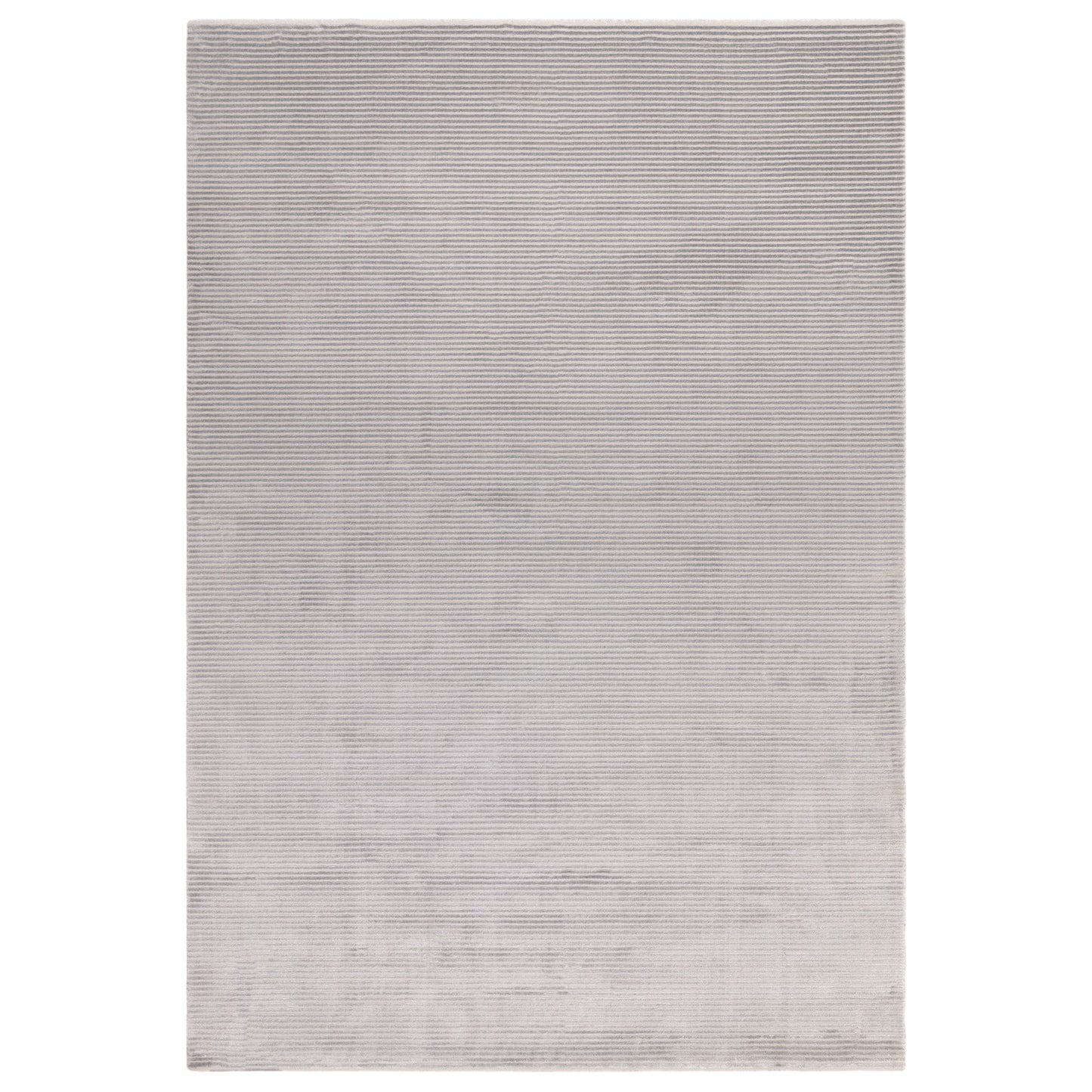 Kuza Plain Stripe Modern Rugs in Silver Grey