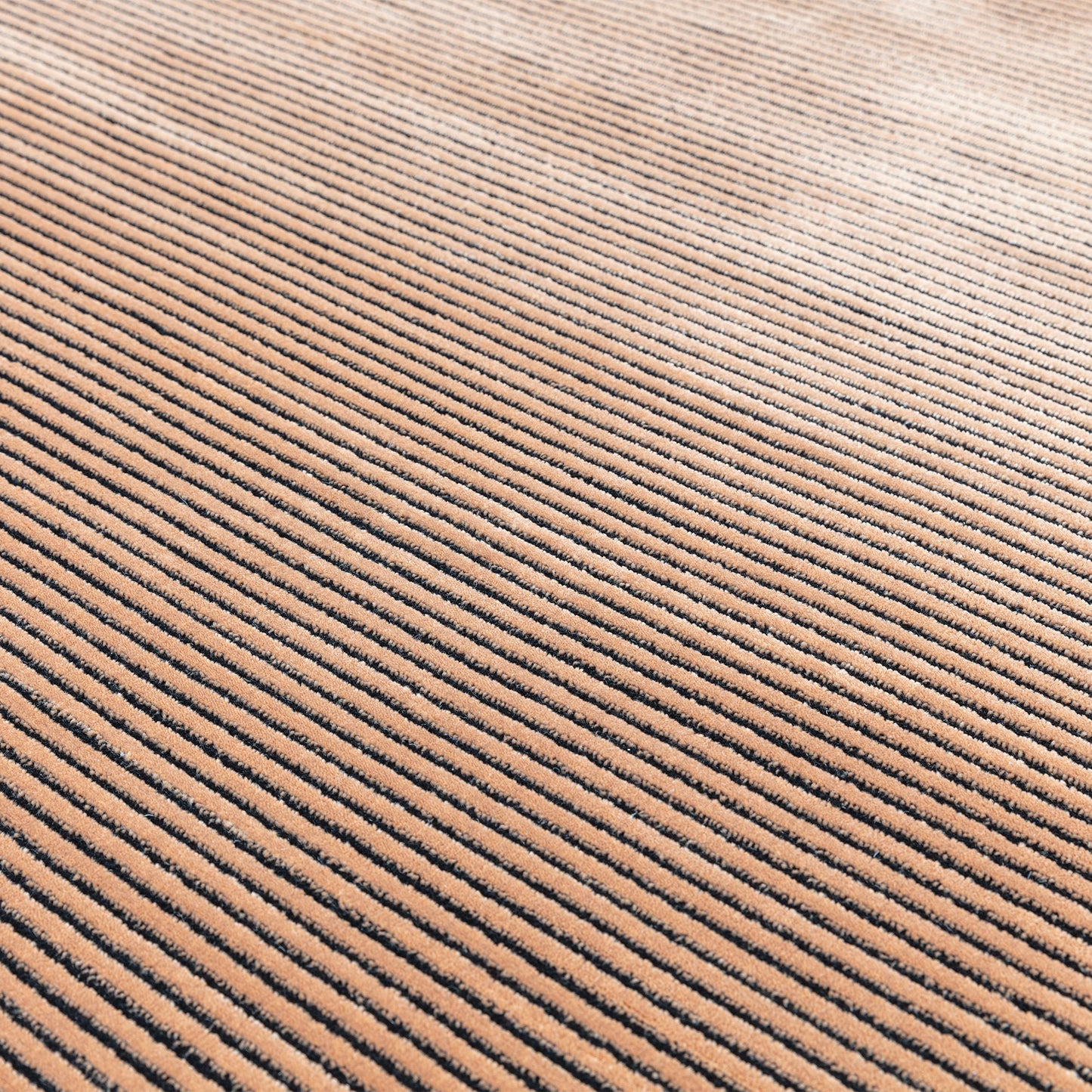 Kuza Plain Stripe Modern Rugs in Terracotta Orange