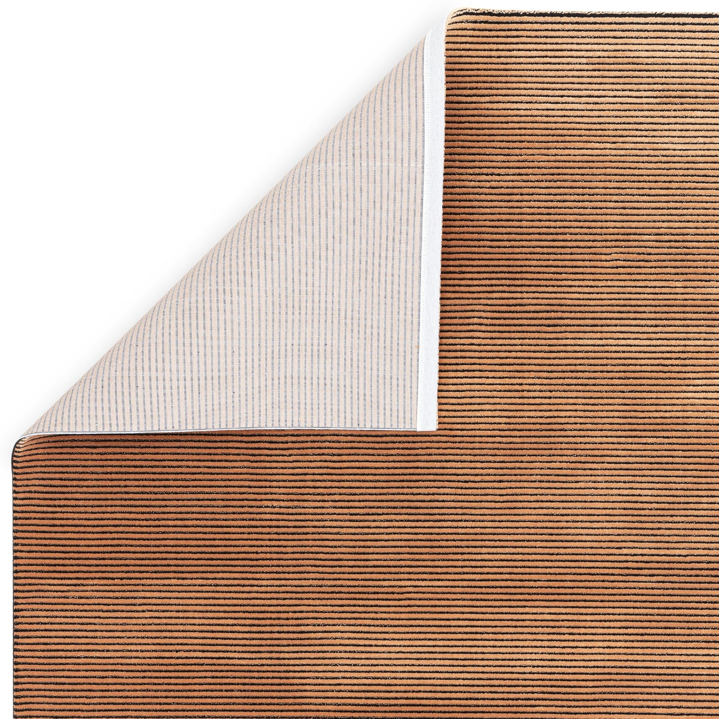 Kuza Plain Stripe Modern Rugs in Terracotta Orange