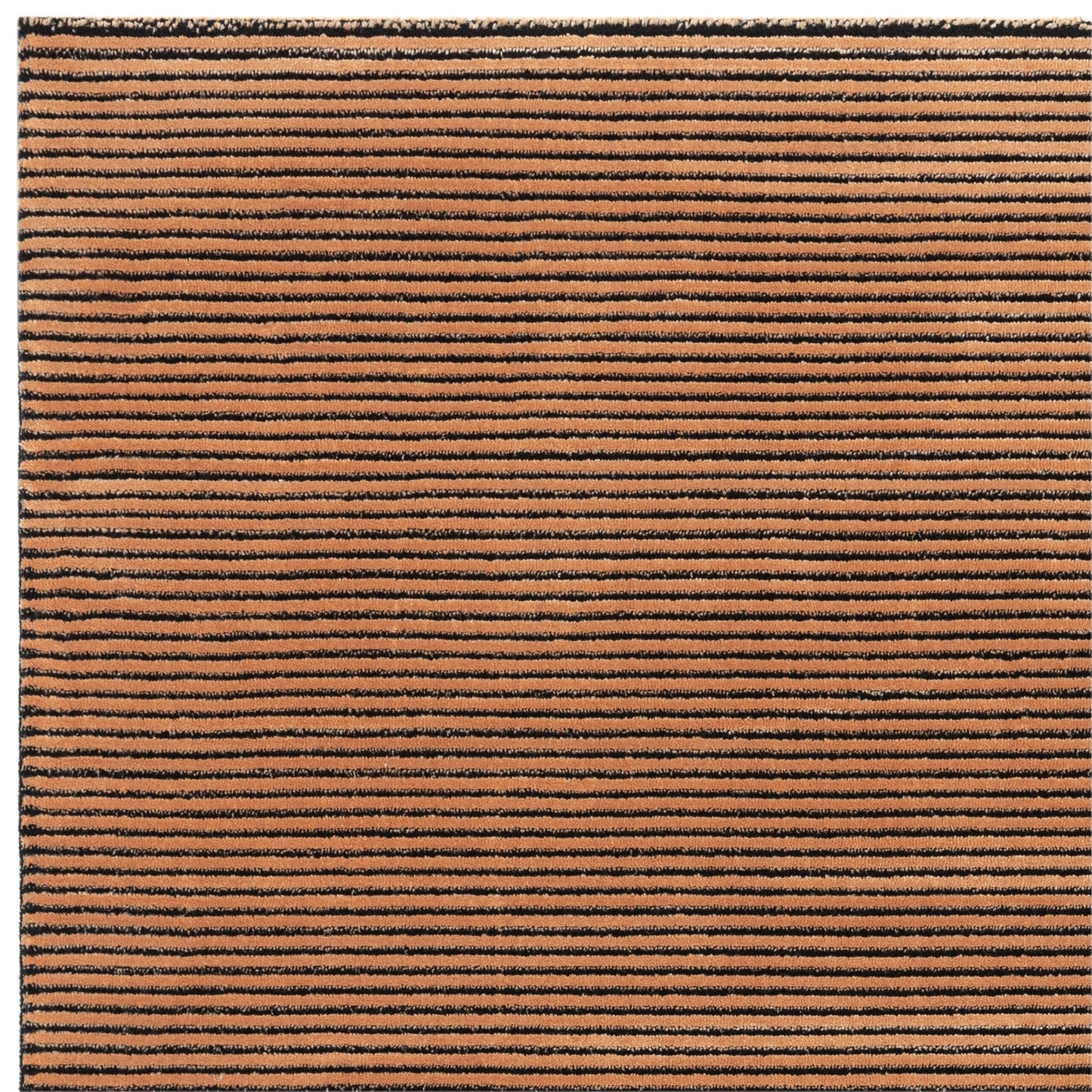 Kuza Plain Stripe Modern Rugs in Terracotta Orange