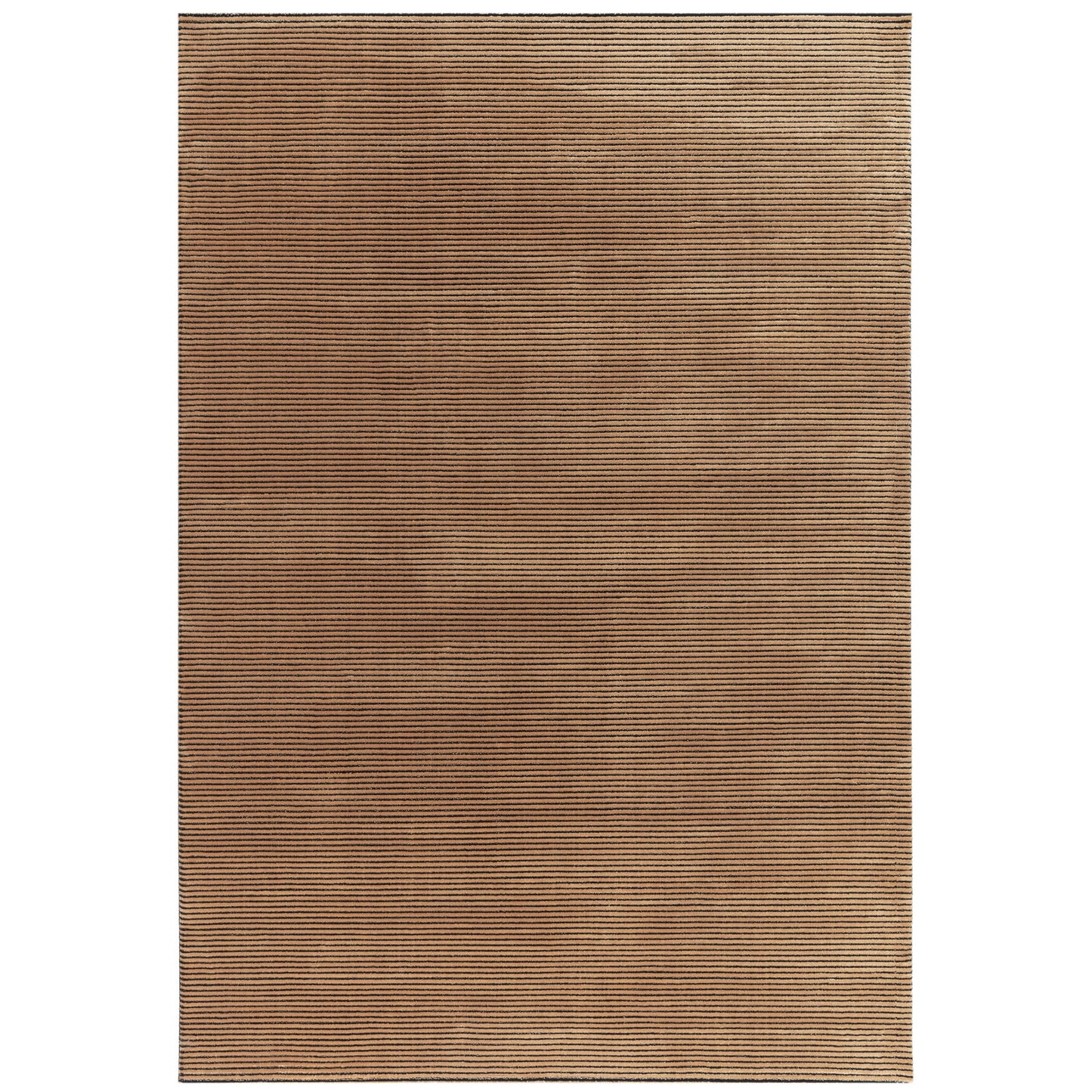 Kuza Plain Stripe Modern Rugs in Terracotta Orange