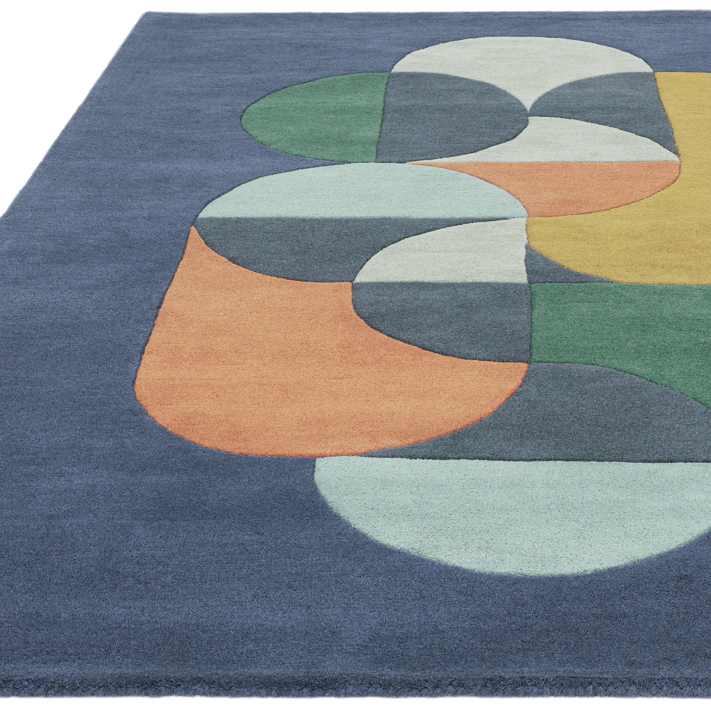 Matrix Statement MAX91 Wool Geometric Rugs in Navy Blue