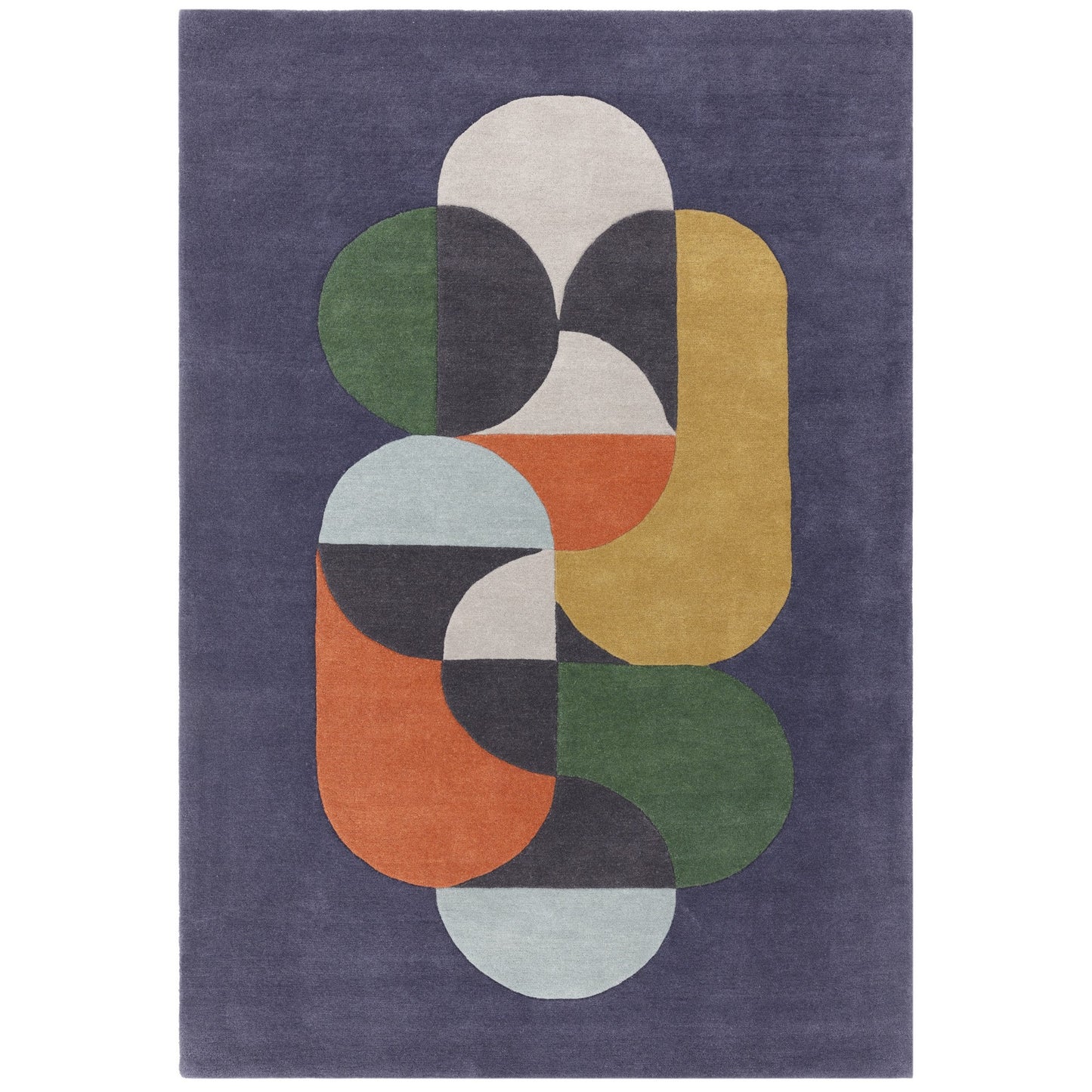 Matrix Statement MAX91 Wool Geometric Rugs in Navy Blue