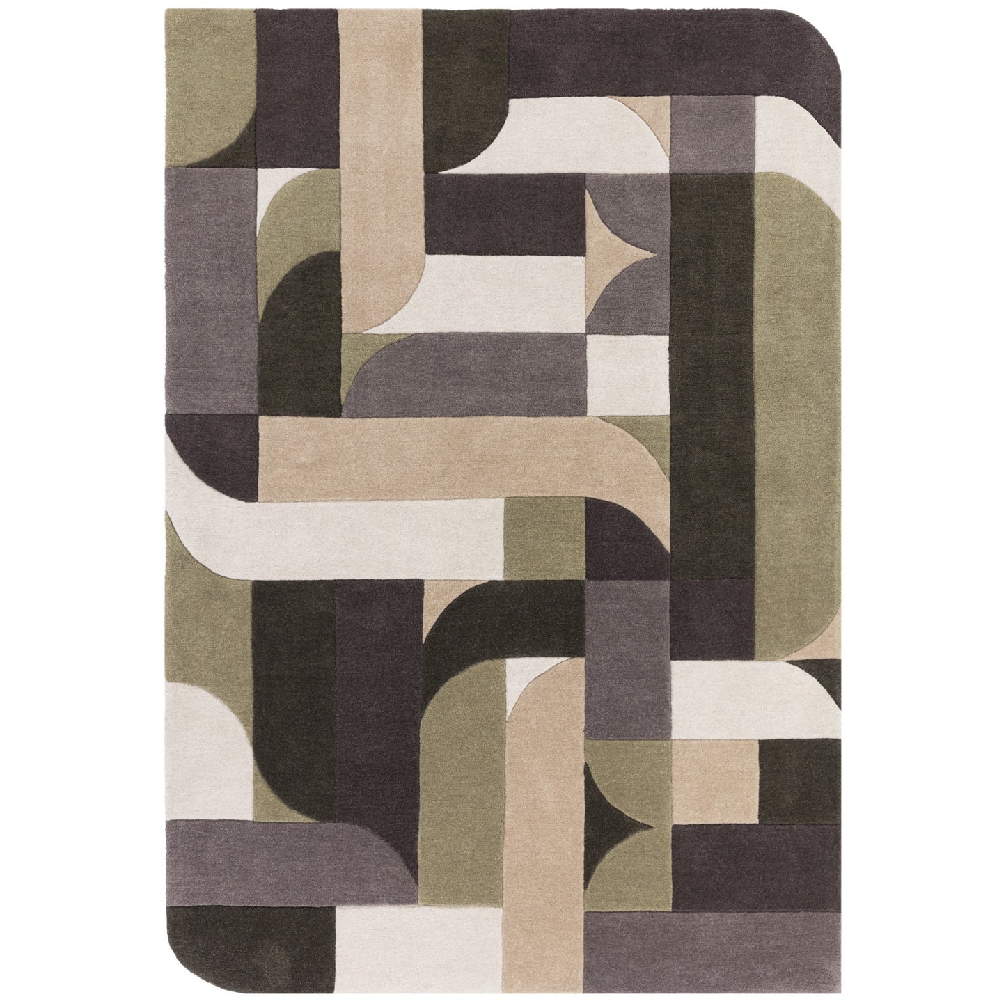 Matrix Klotski MAX90 Wool Geometric Rugs in Sage Green