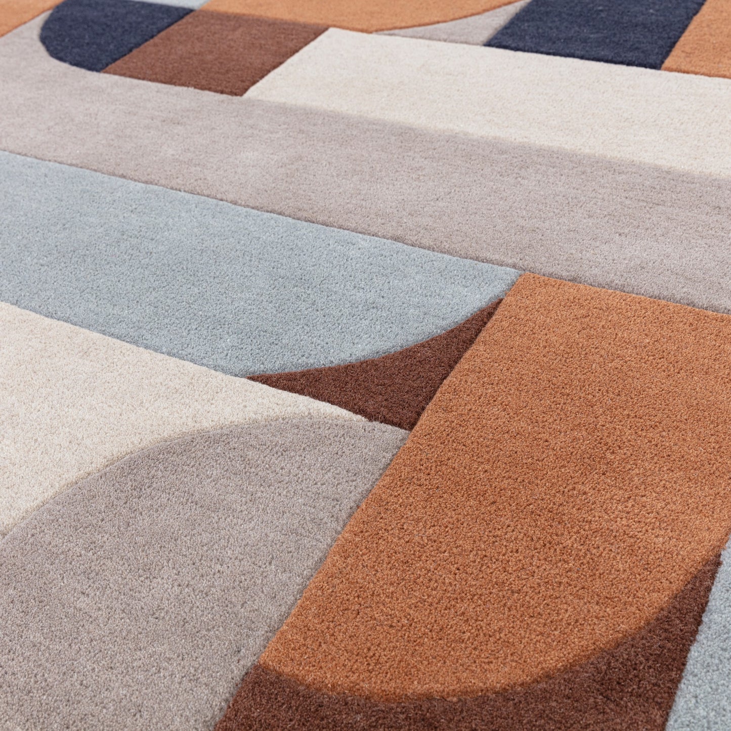 Matrix Klotski MAX88 Wool Geometric Rugs in Terracotta Orange