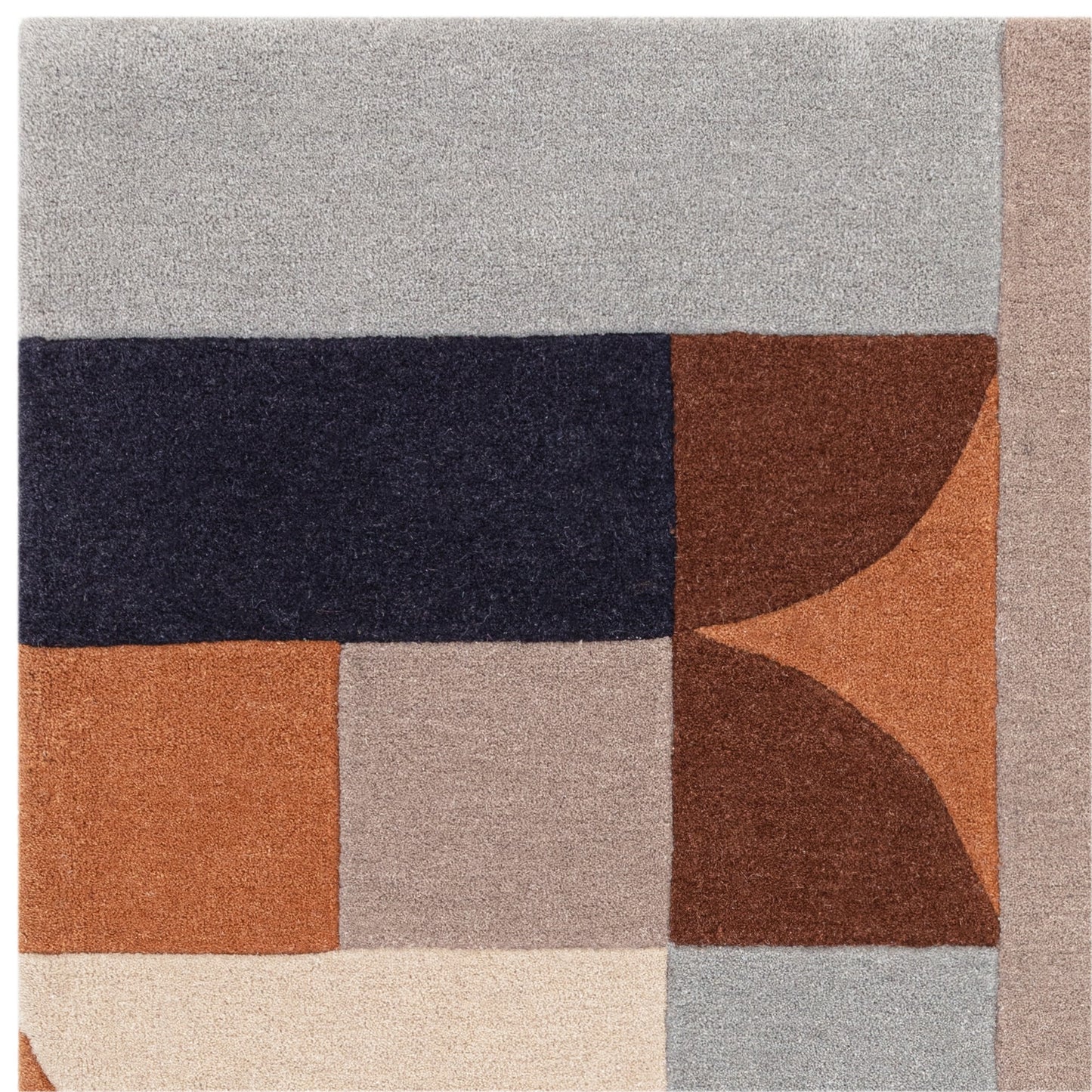Matrix Klotski MAX88 Wool Geometric Rugs in Terracotta Orange
