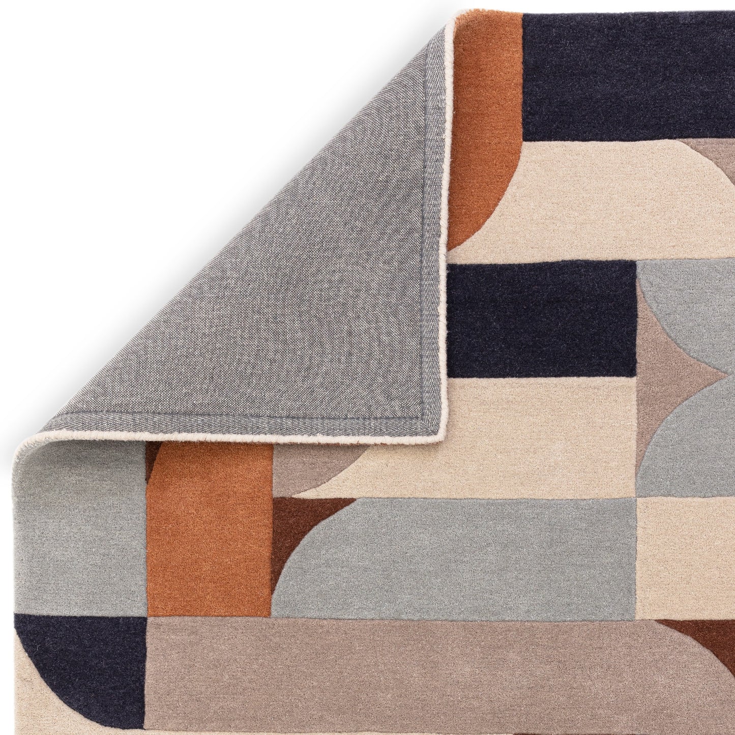 Matrix Klotski MAX88 Wool Geometric Rugs in Terracotta Orange