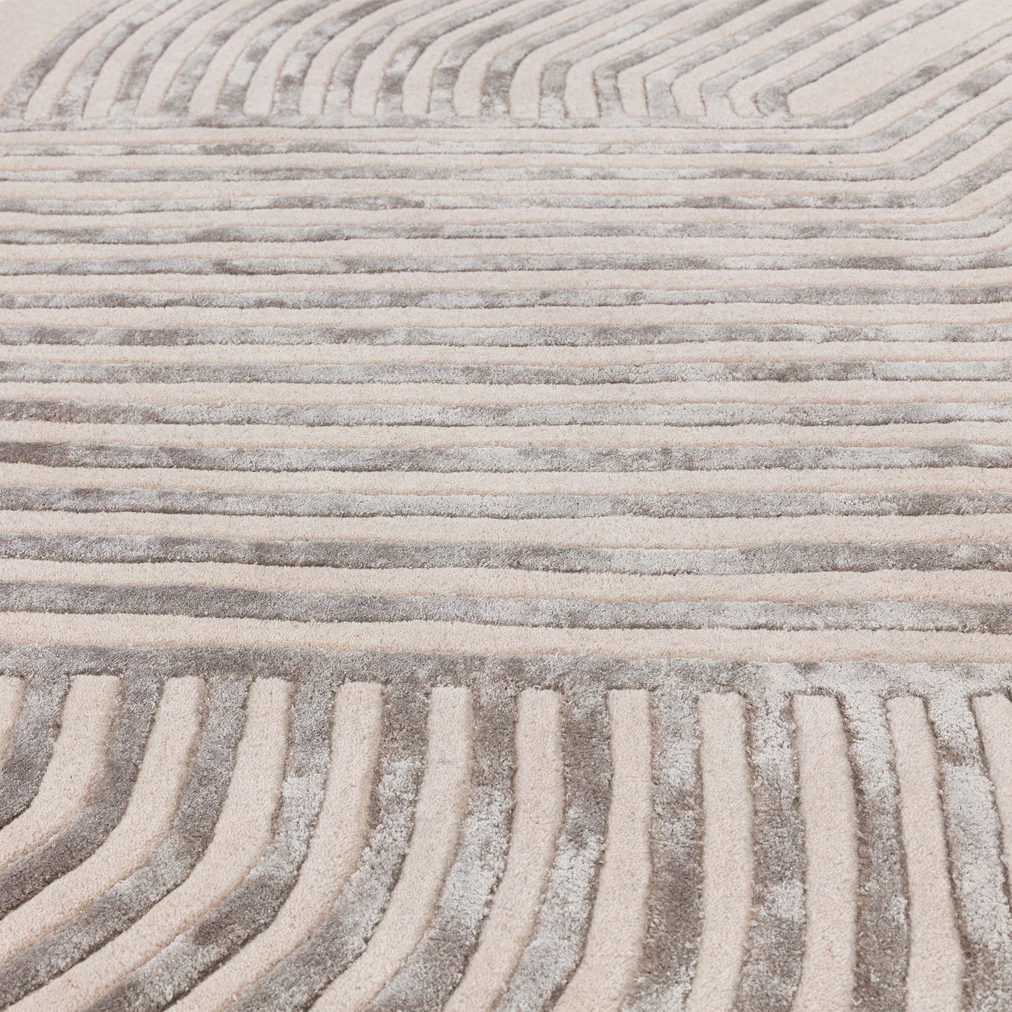 Matrix Solstice MAX99 Wool Carved Rugs in Ivory White