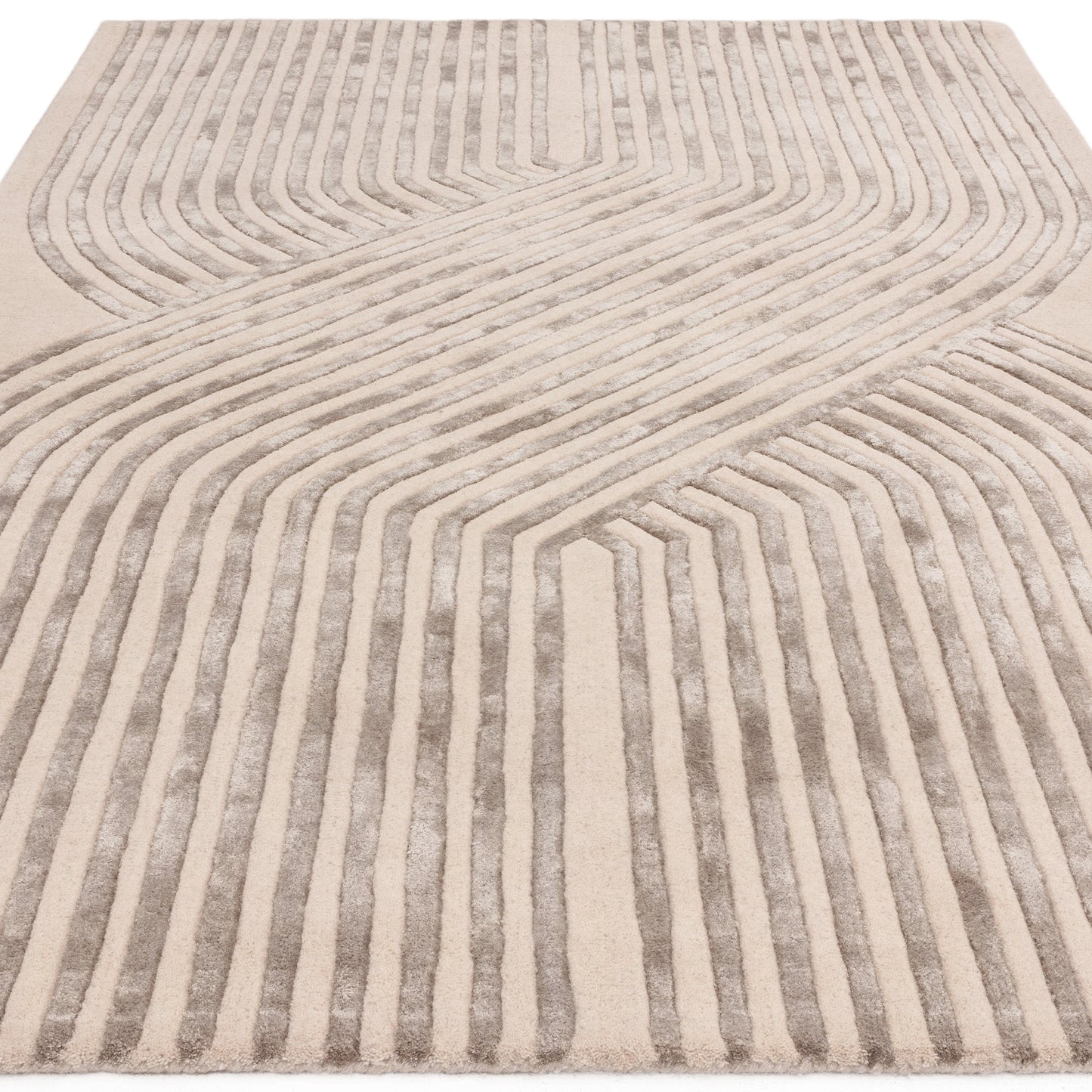 Matrix Solstice MAX99 Wool Carved Rugs in Ivory White