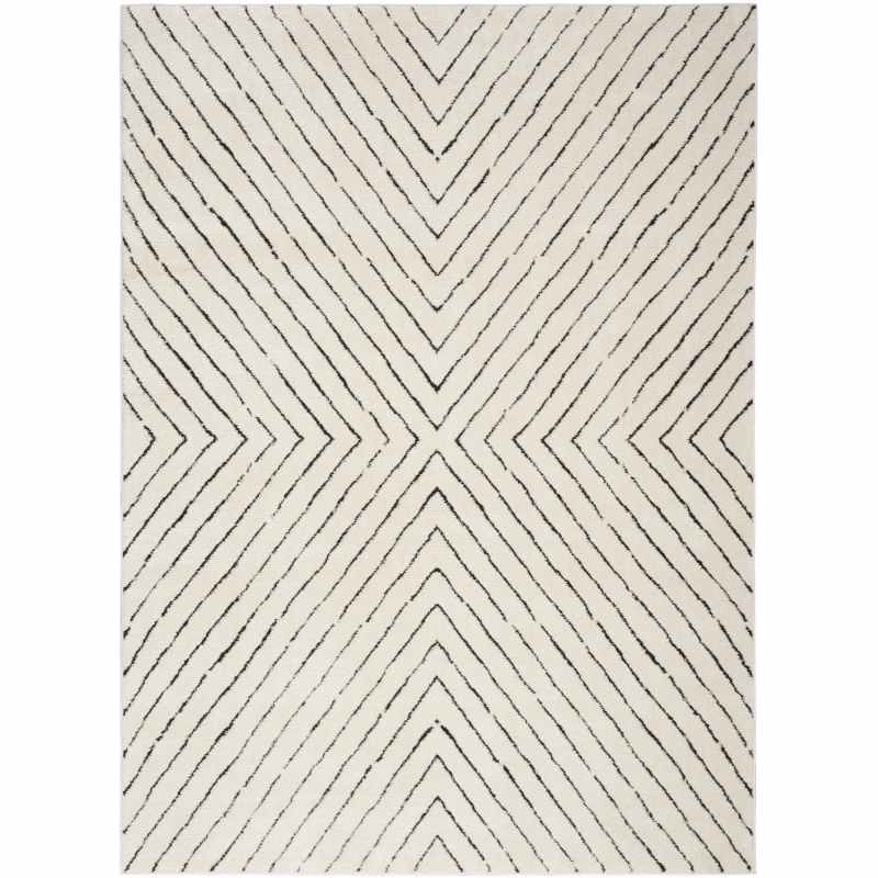 Modern Comfort MNC01 Stripe Rug by Nourison in Ivory Black