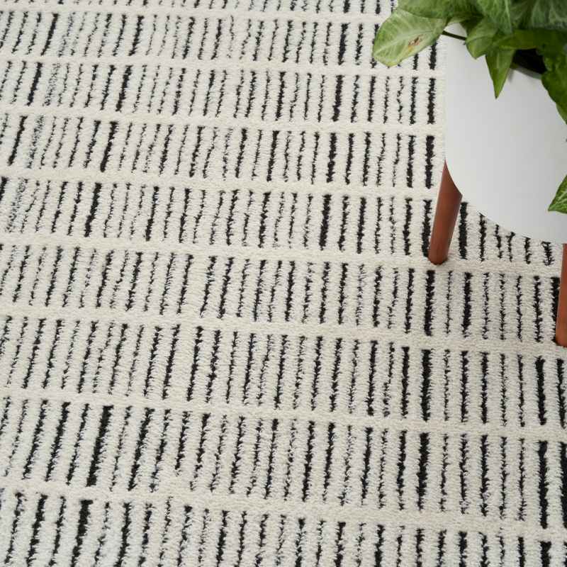 Modern Comfort MNC03 Stripe Rug by Nourison in Ivory Black