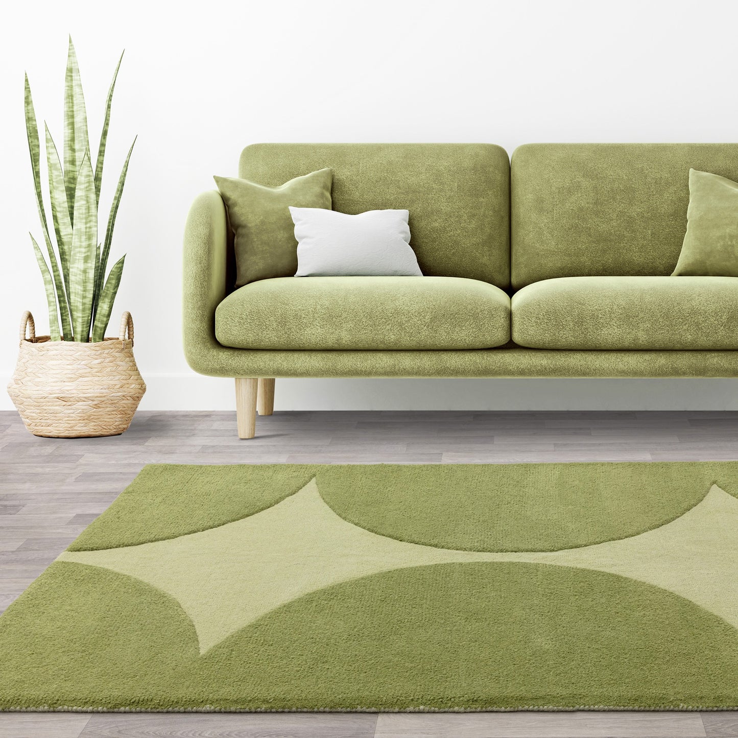 Canvas Reflect 01 Modern Wool Abstract Rugs in Green