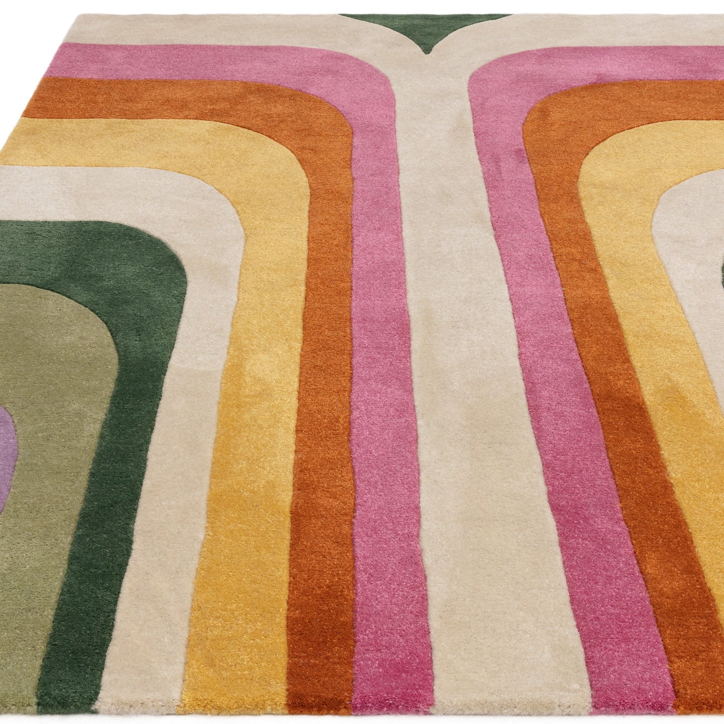 Romy Retro 01 Geometric Modern Rugs in Pink
