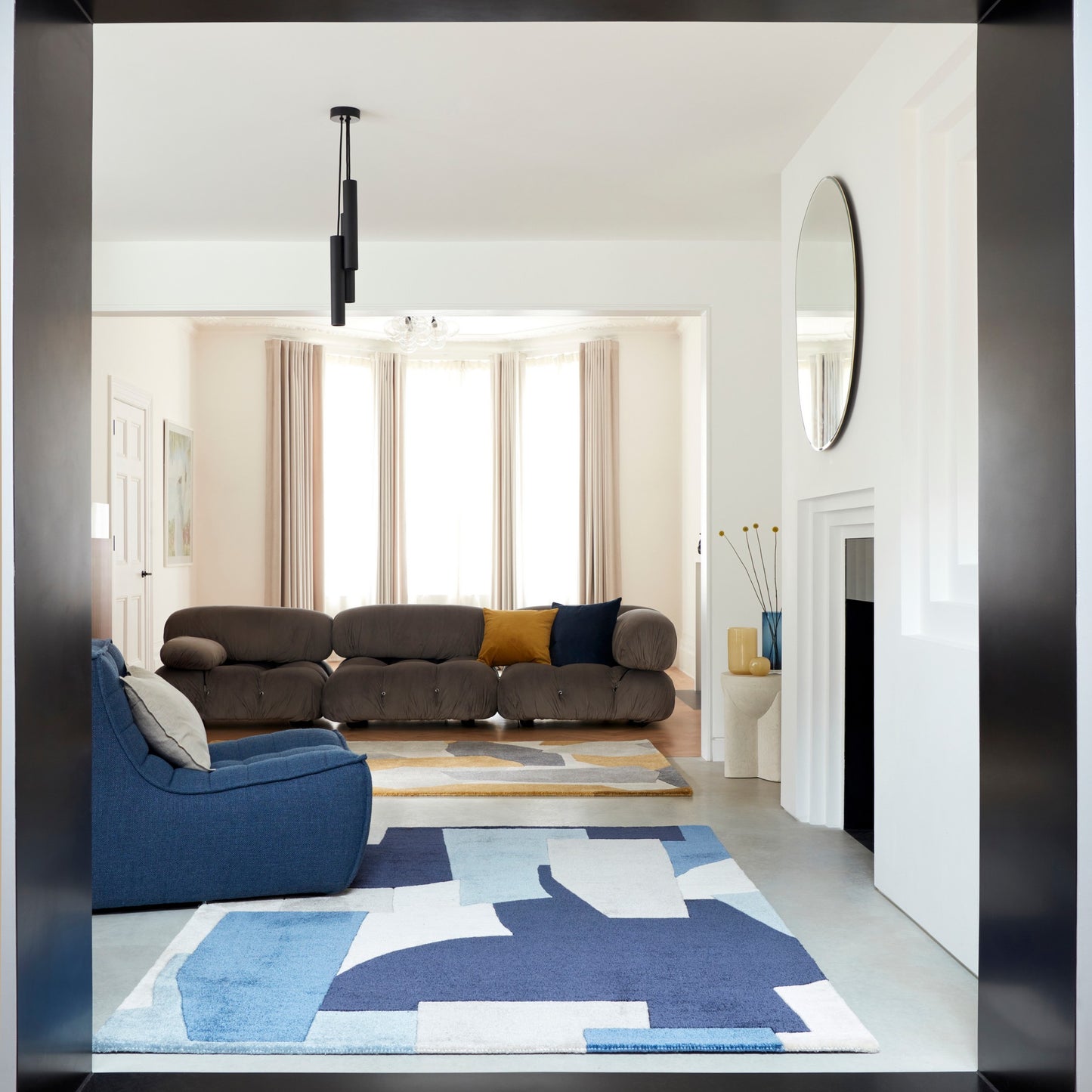 Romy Elements 11 Geometric Modern Rugs in Blue