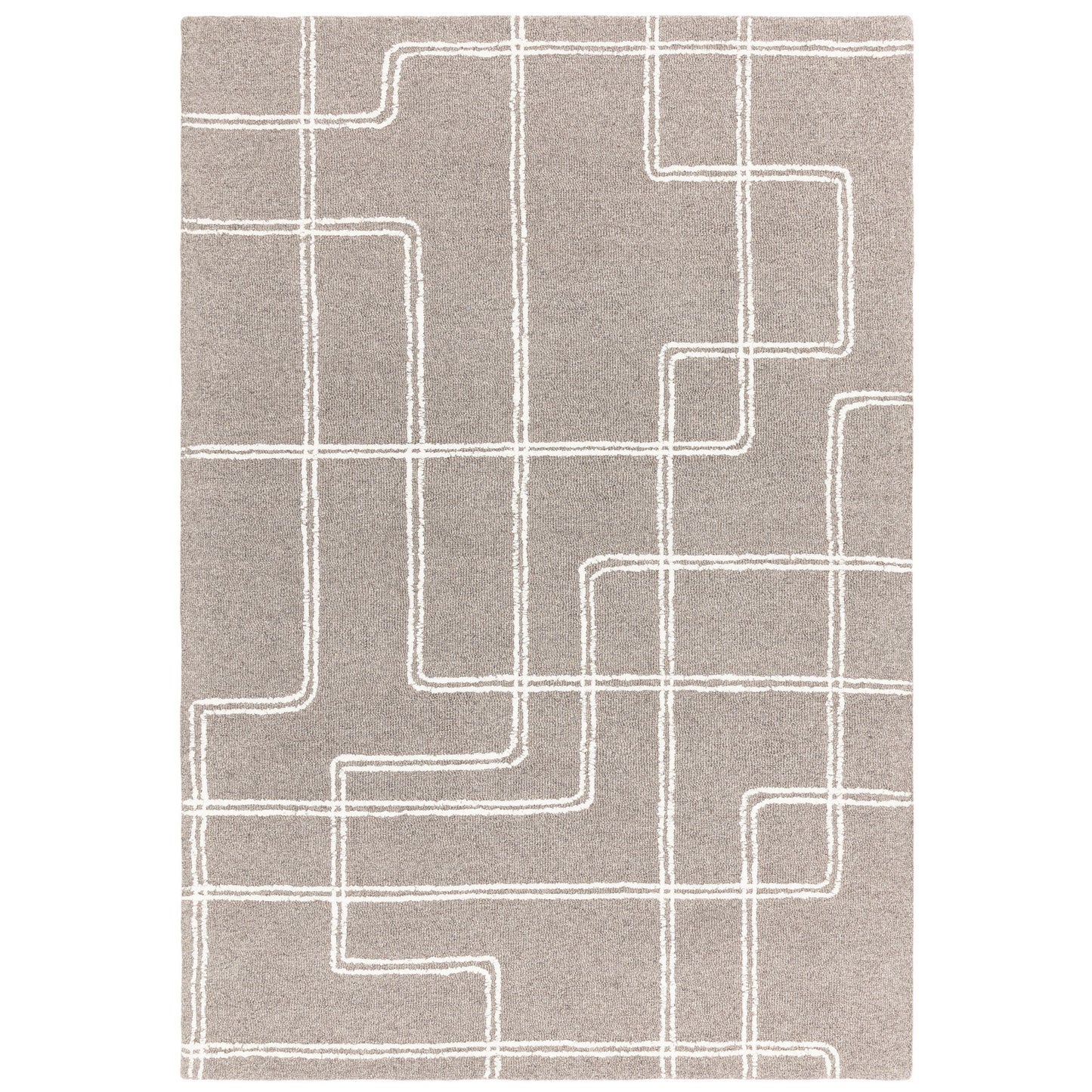 Ada Modern Boho Geometric Wool Rugs in Grey