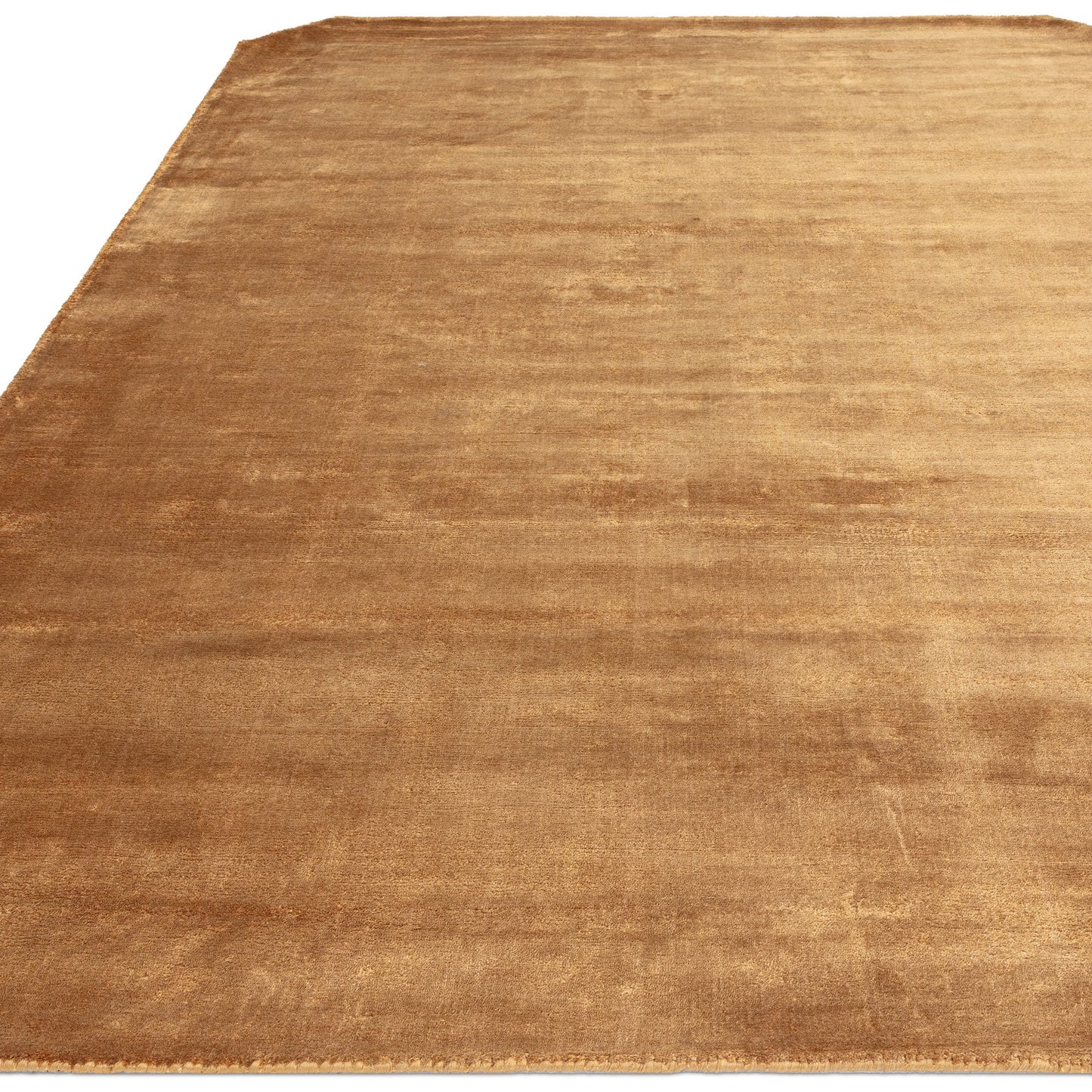 Gleam Modern Plain High Shine Rugs in Copper Brown