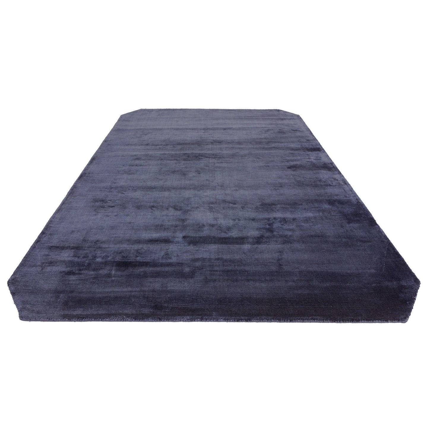 Gleam Modern Plain High Shine Rugs in Navy Blue