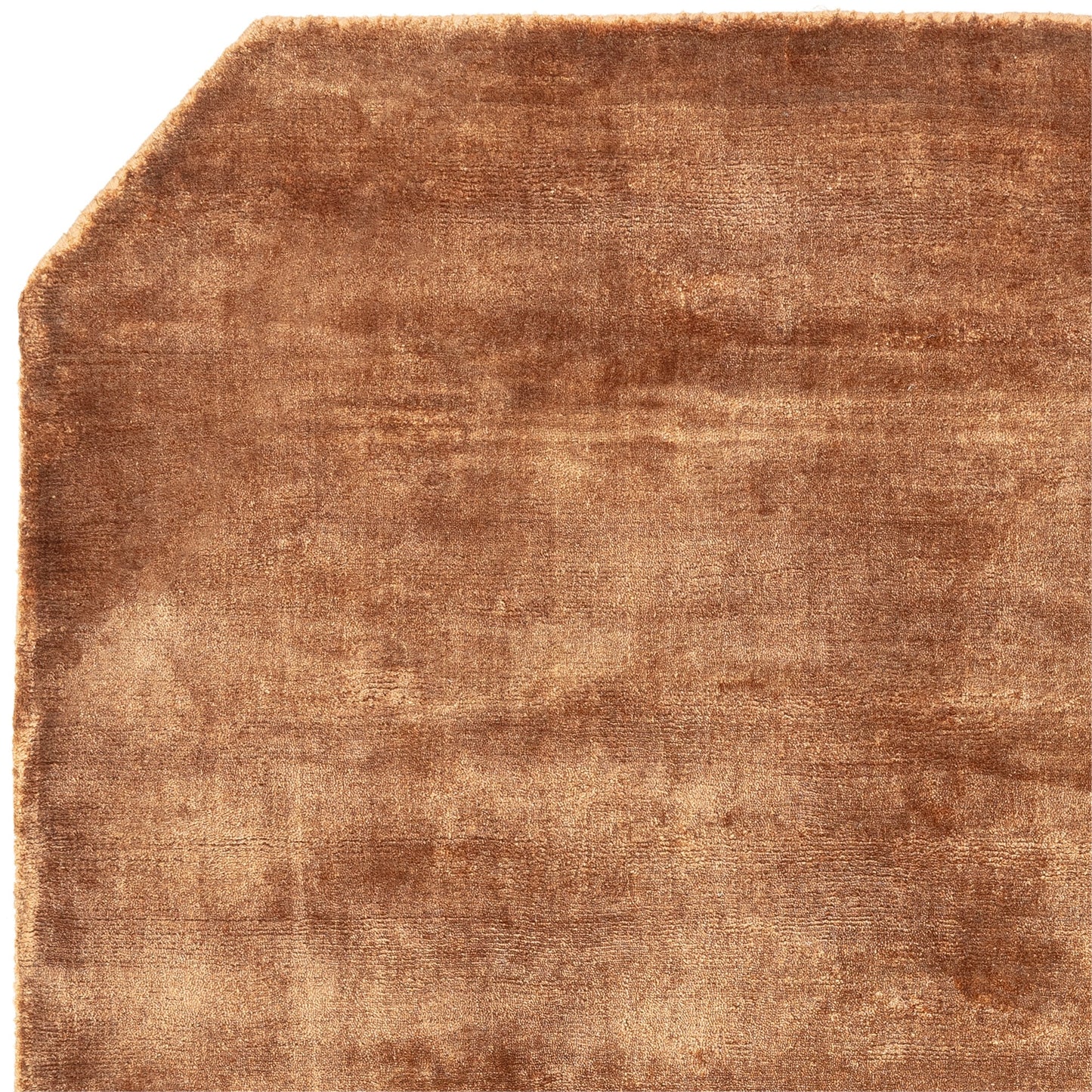 Gleam Modern Plain High Shine Rugs in Terracotta Orange