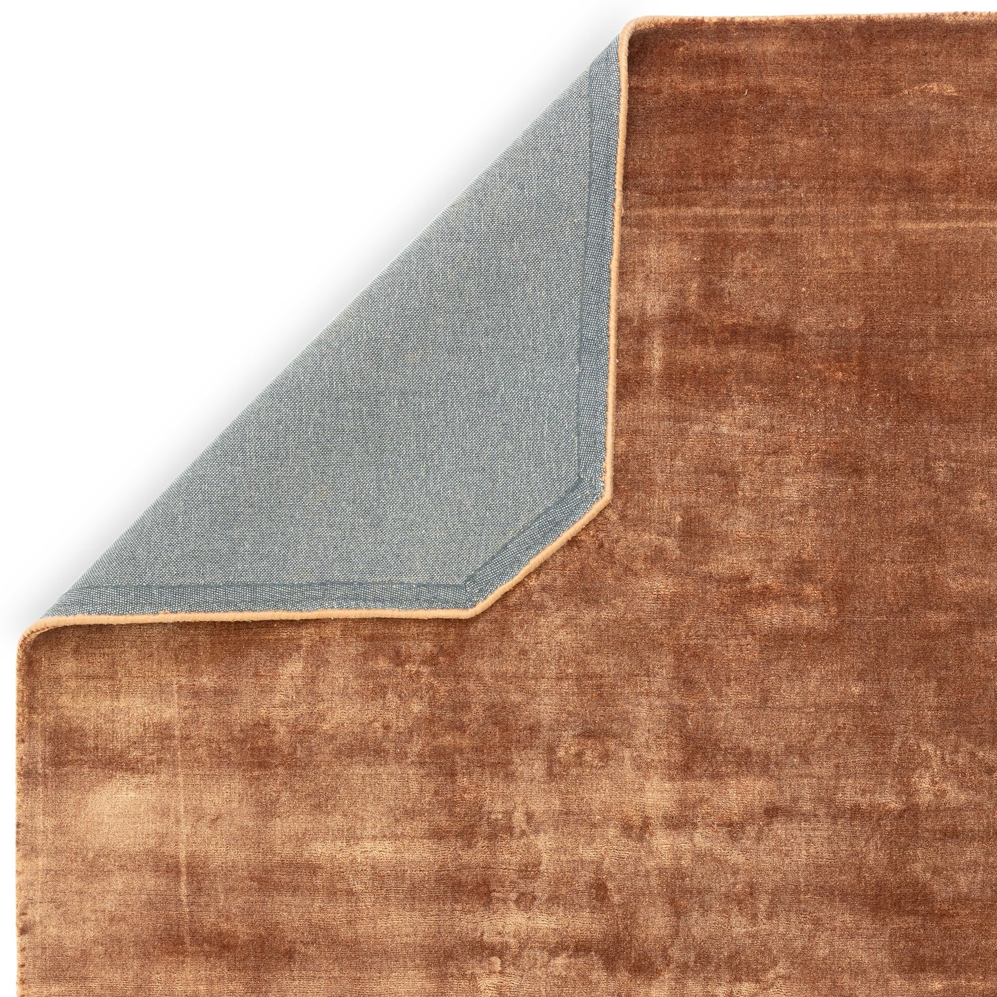 Gleam Modern Plain High Shine Rugs in Terracotta Orange