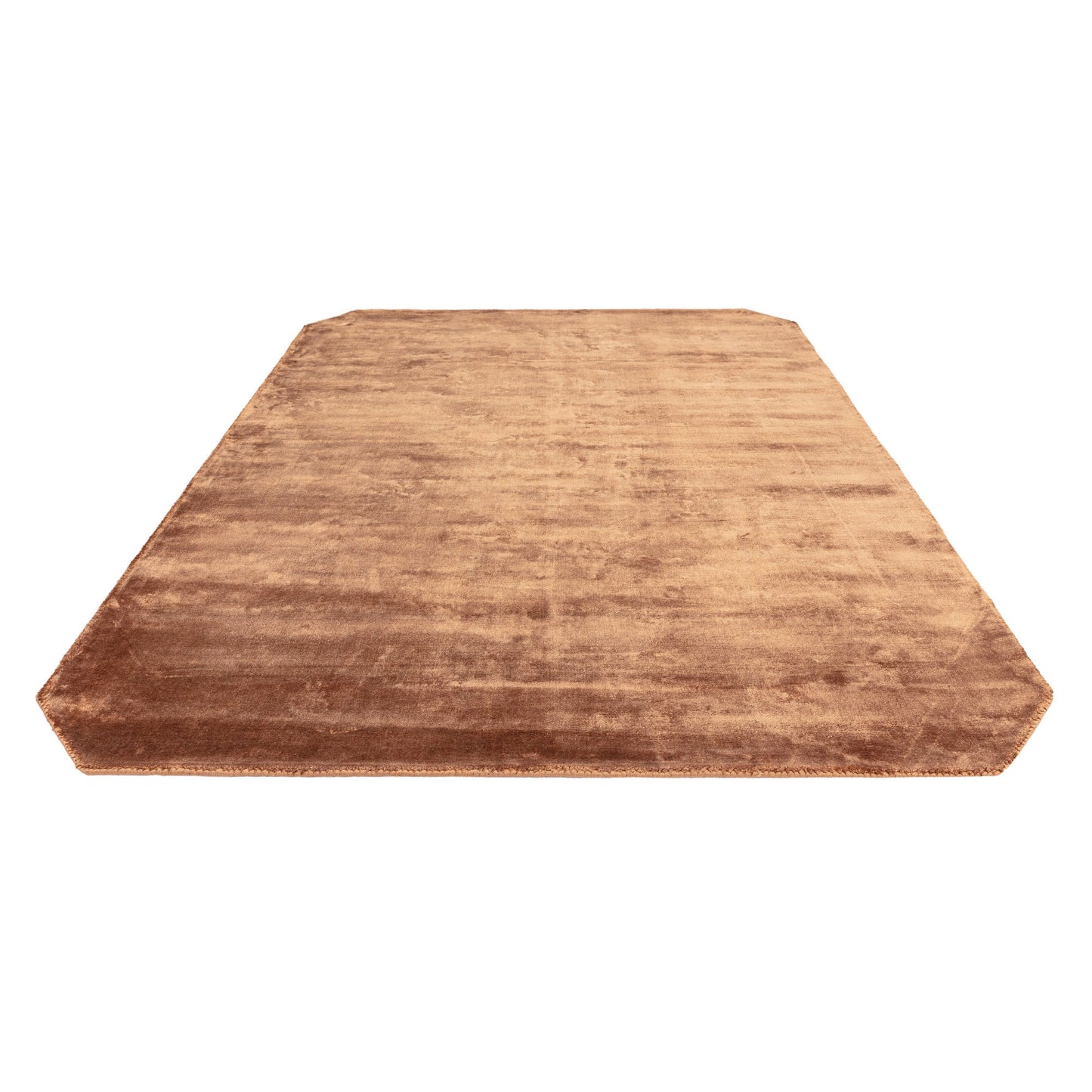 Gleam Modern Plain High Shine Rugs in Terracotta Orange