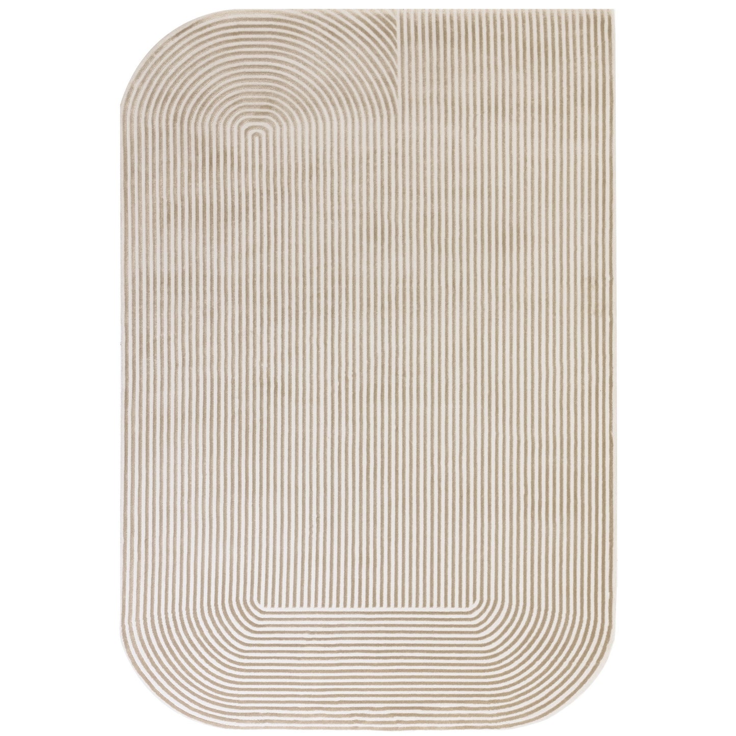 Kuza Shape Abstract Stripe Modern Rugs in Gold Cream