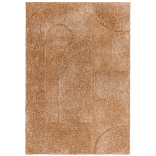 Tova Modern Plain Carved Geometric Rugs in Clay Brown
