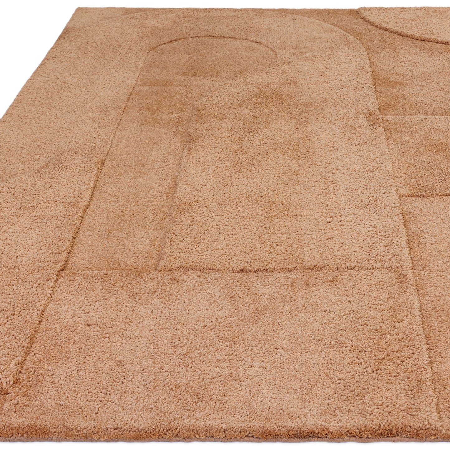 Tova Modern Plain Carved Geometric Rugs in Clay Brown