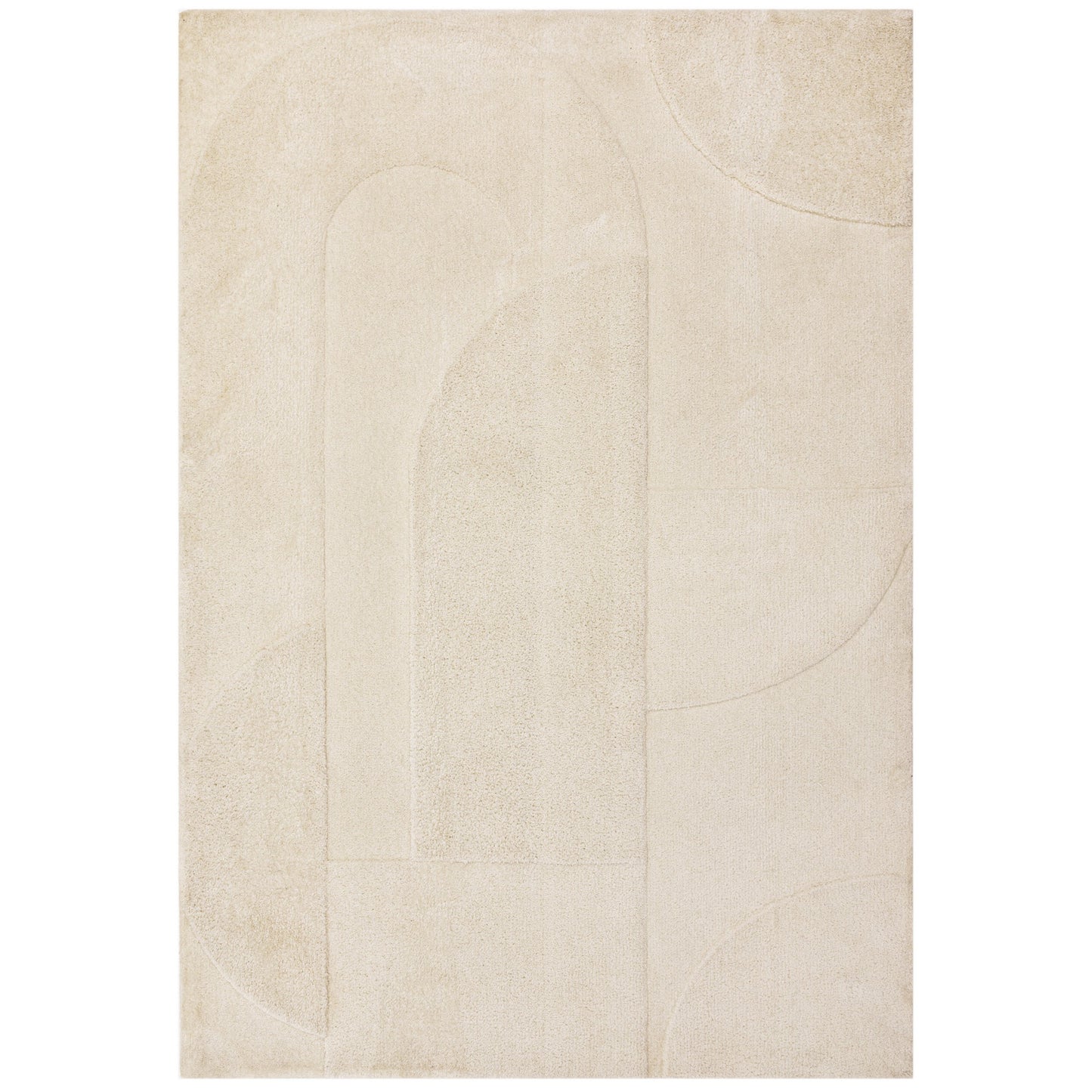 Tova Modern Plain Carved Geometric Rugs in Ivory White