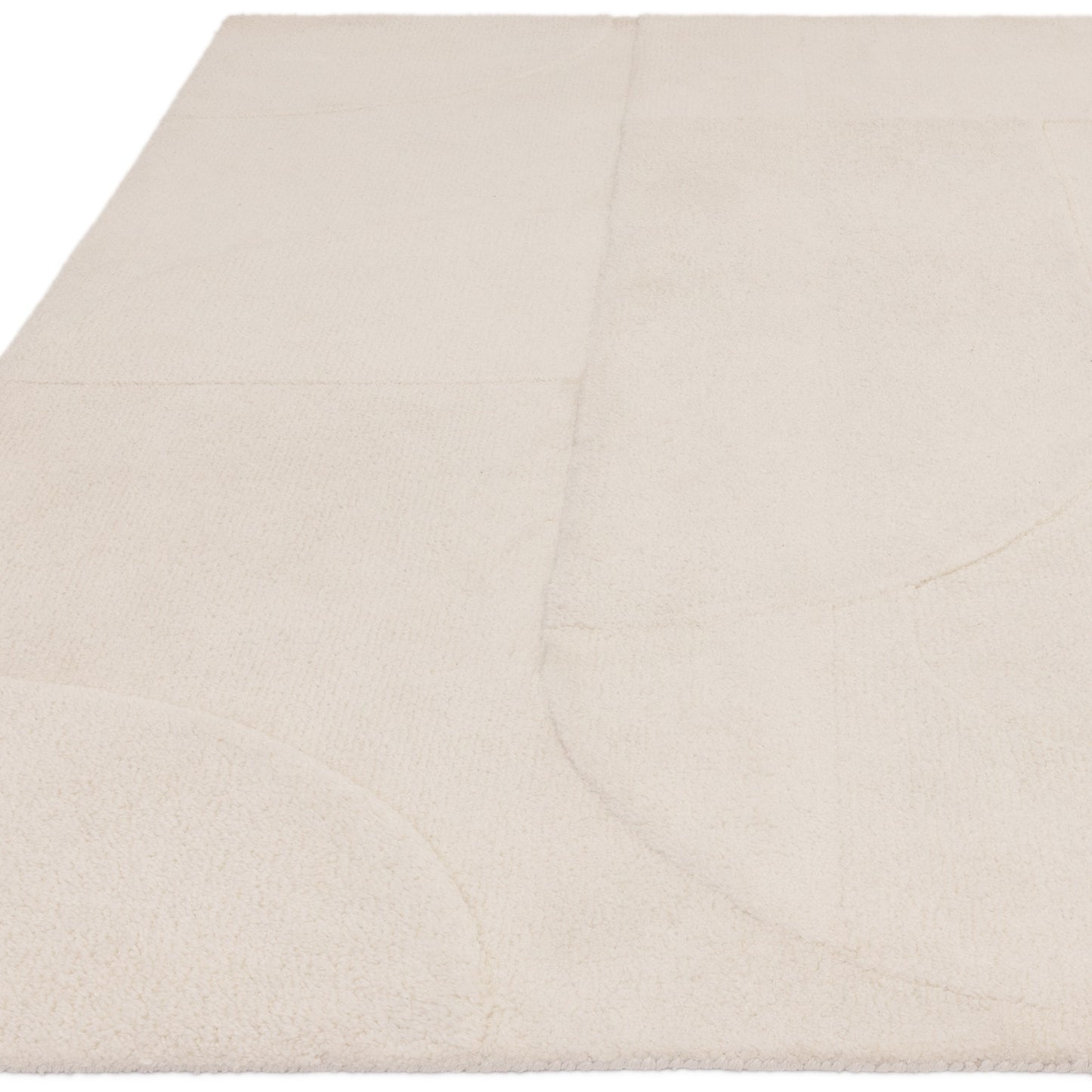 Tova Modern Plain Carved Geometric Rugs in Ivory White