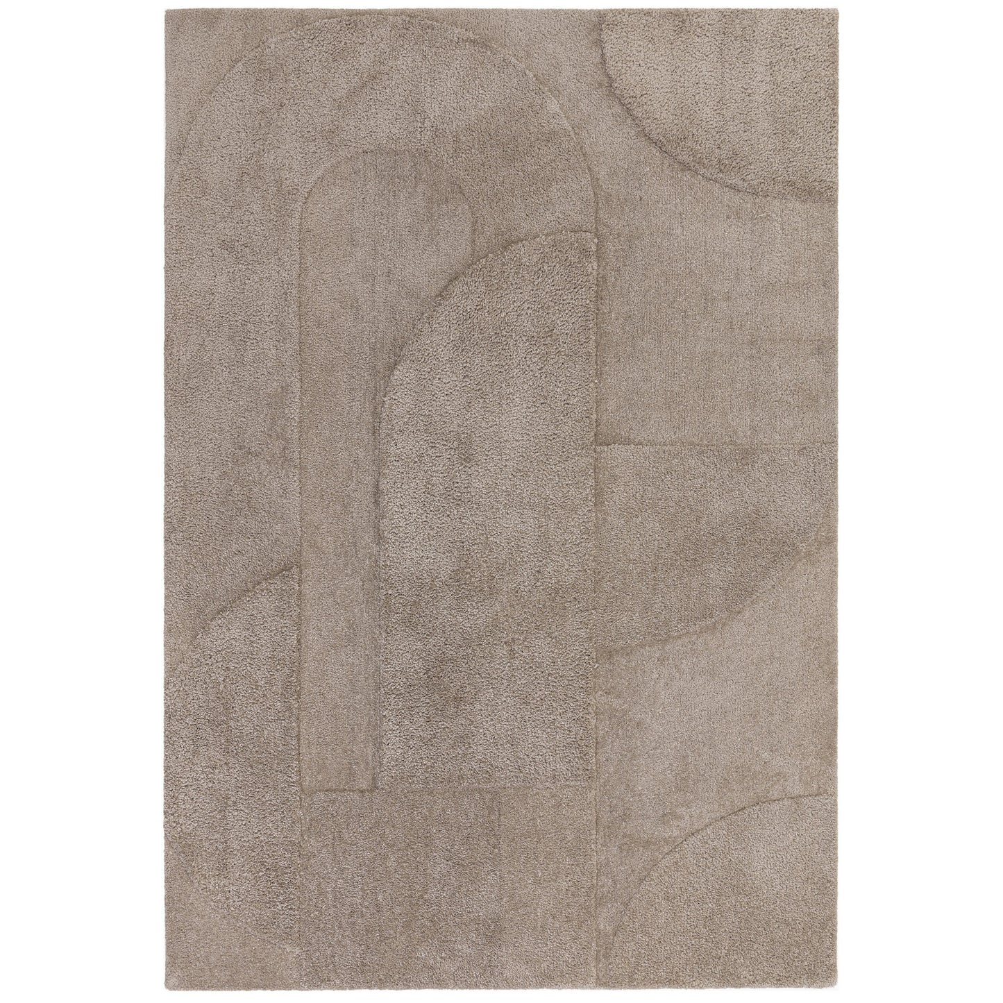Tova Modern Plain Carved Geometric Rugs in Moleskin Brown