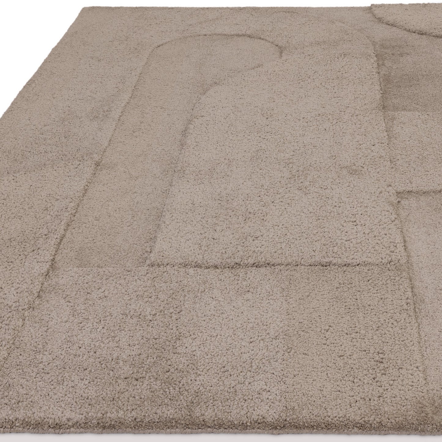 Tova Modern Plain Carved Geometric Rugs in Moleskin Brown