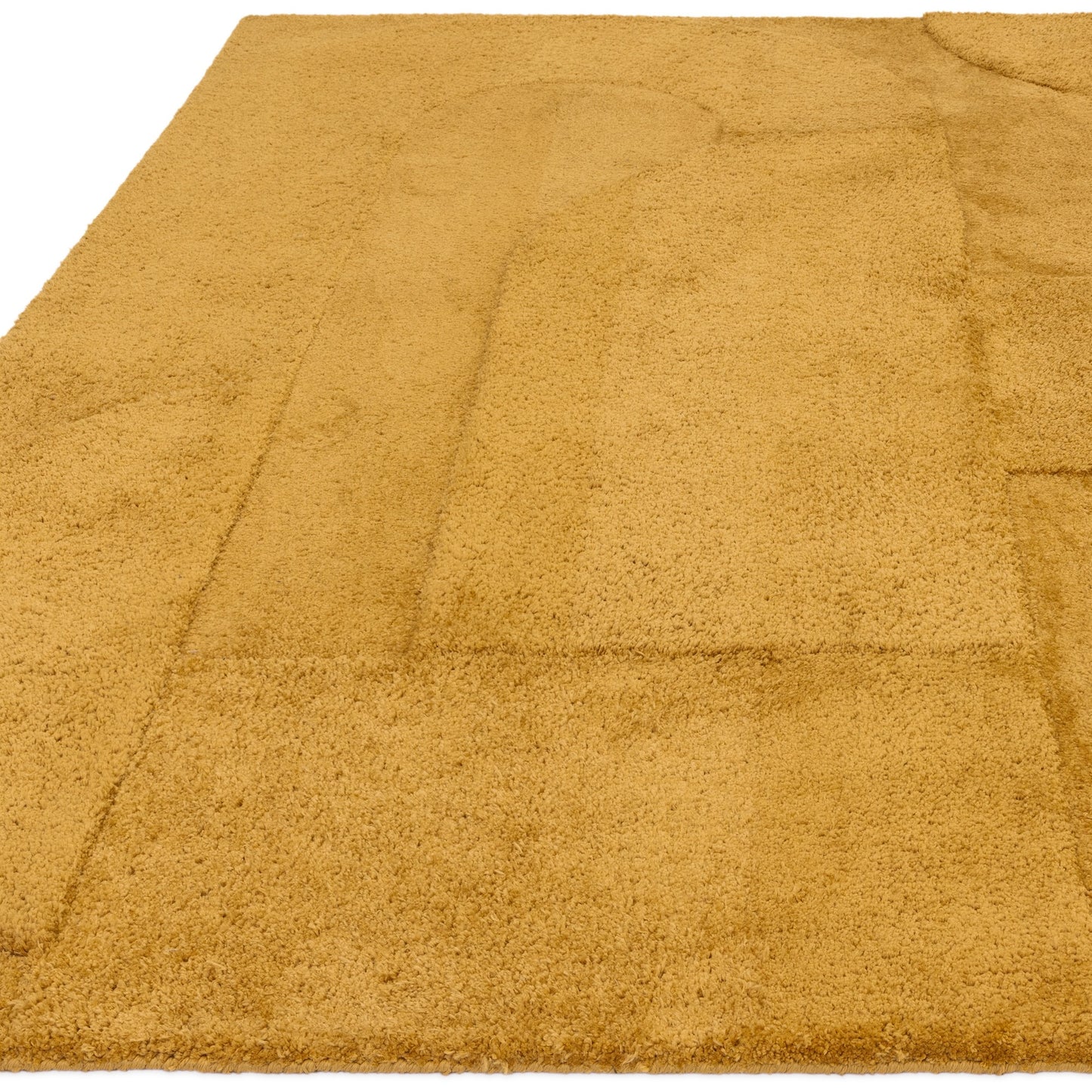 Tova Modern Plain Carved Geometric Rugs in Ochre Yellow
