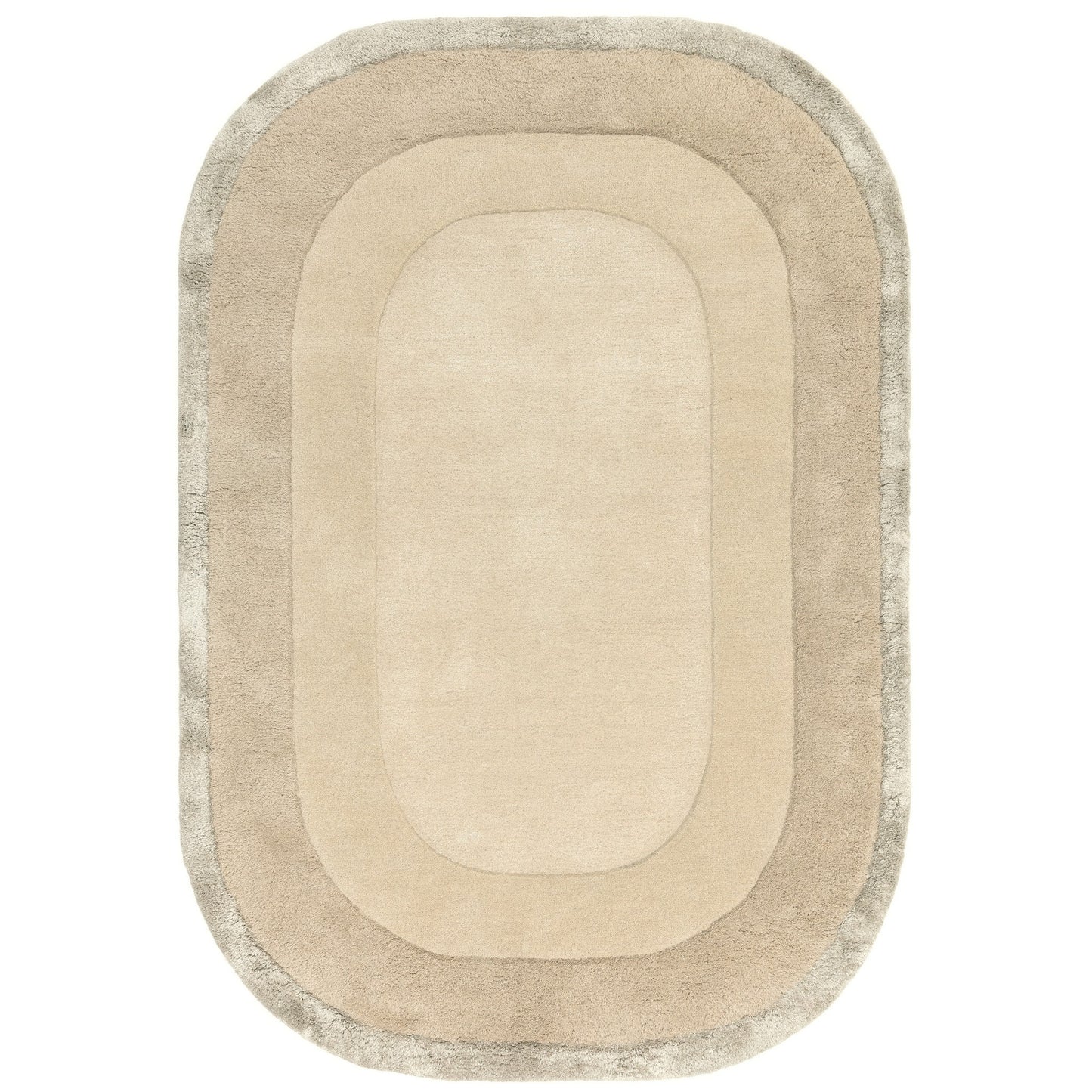 Halo Curved Modern Wool Carved Rugs in Calico Neutral