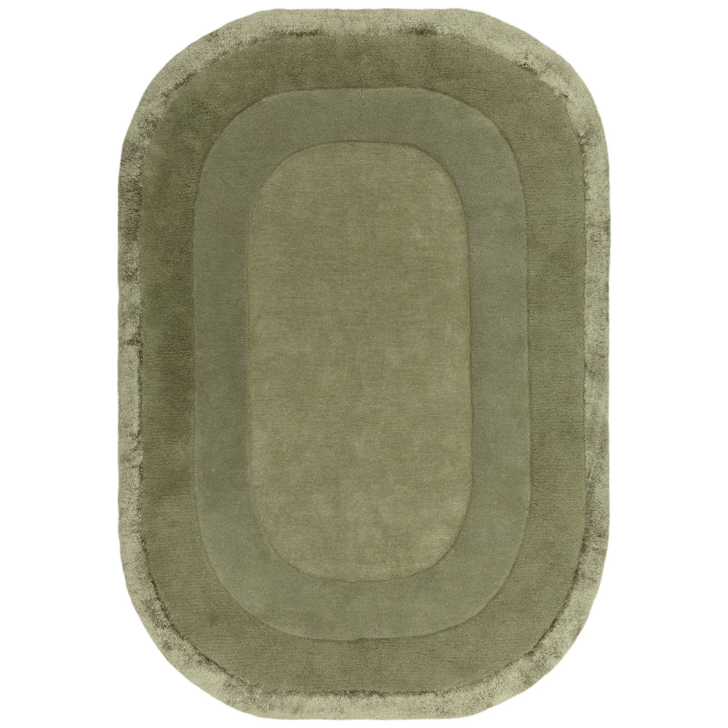 Halo Curved Modern Wool Carved Rugs in Sage Green